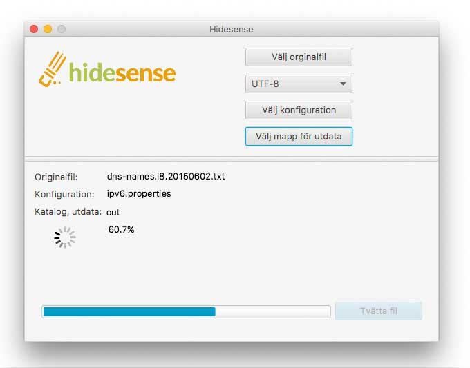 kodning UI över Hidesense UI Skrivbordsapp.